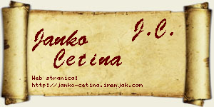 Janko Cetina vizit kartica